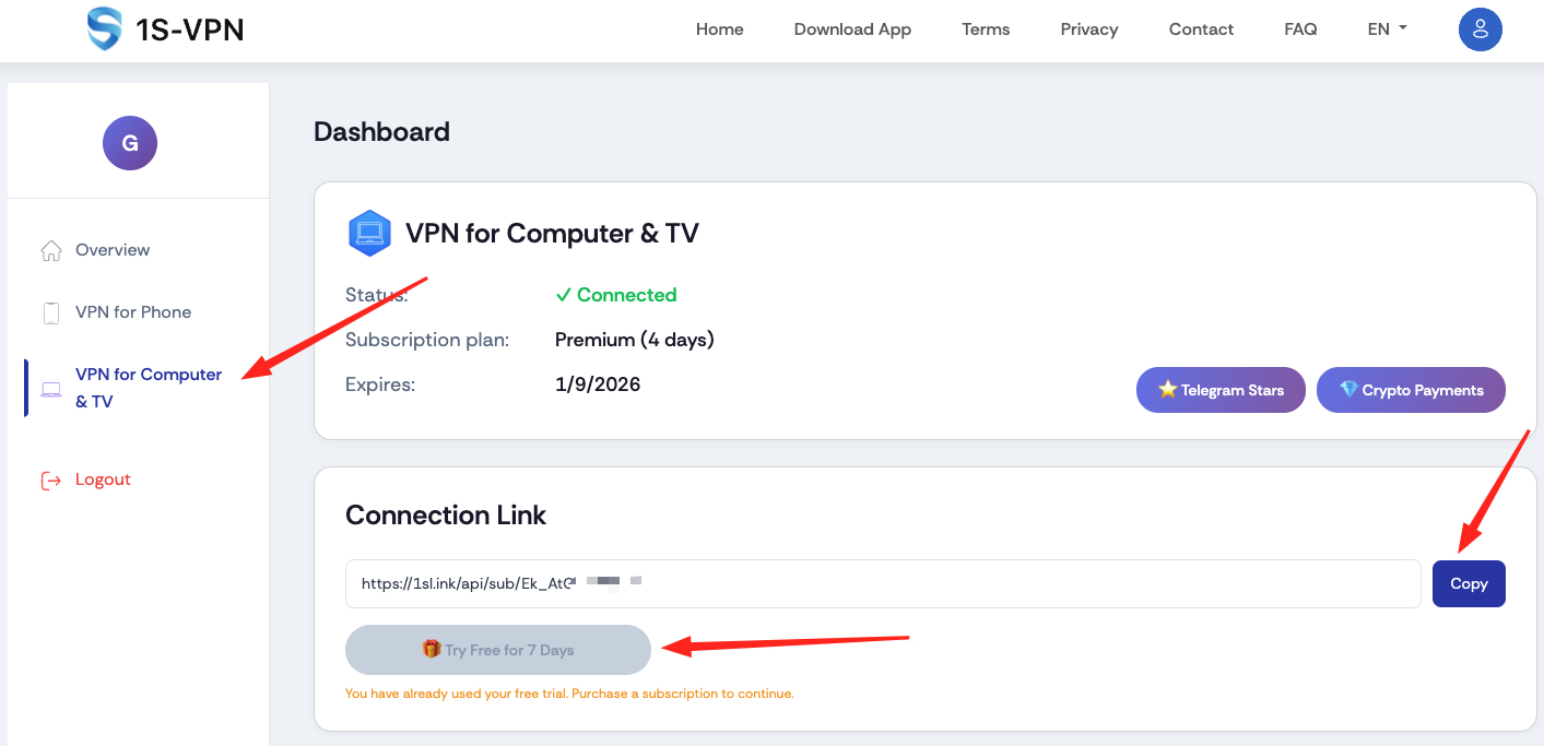 Getting connection link